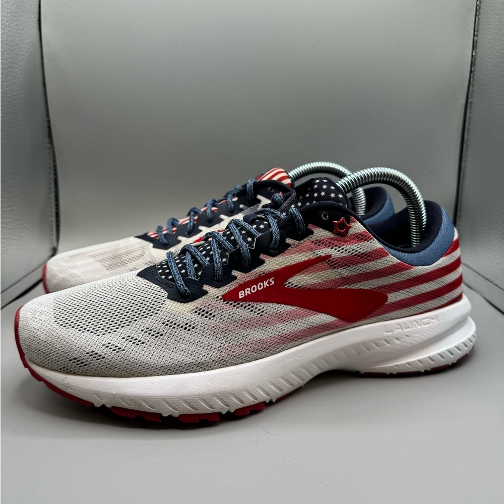 Brooks Launch 6 Old Glory July 4th White Red Blue Women’s Running Shoes Size 8.5